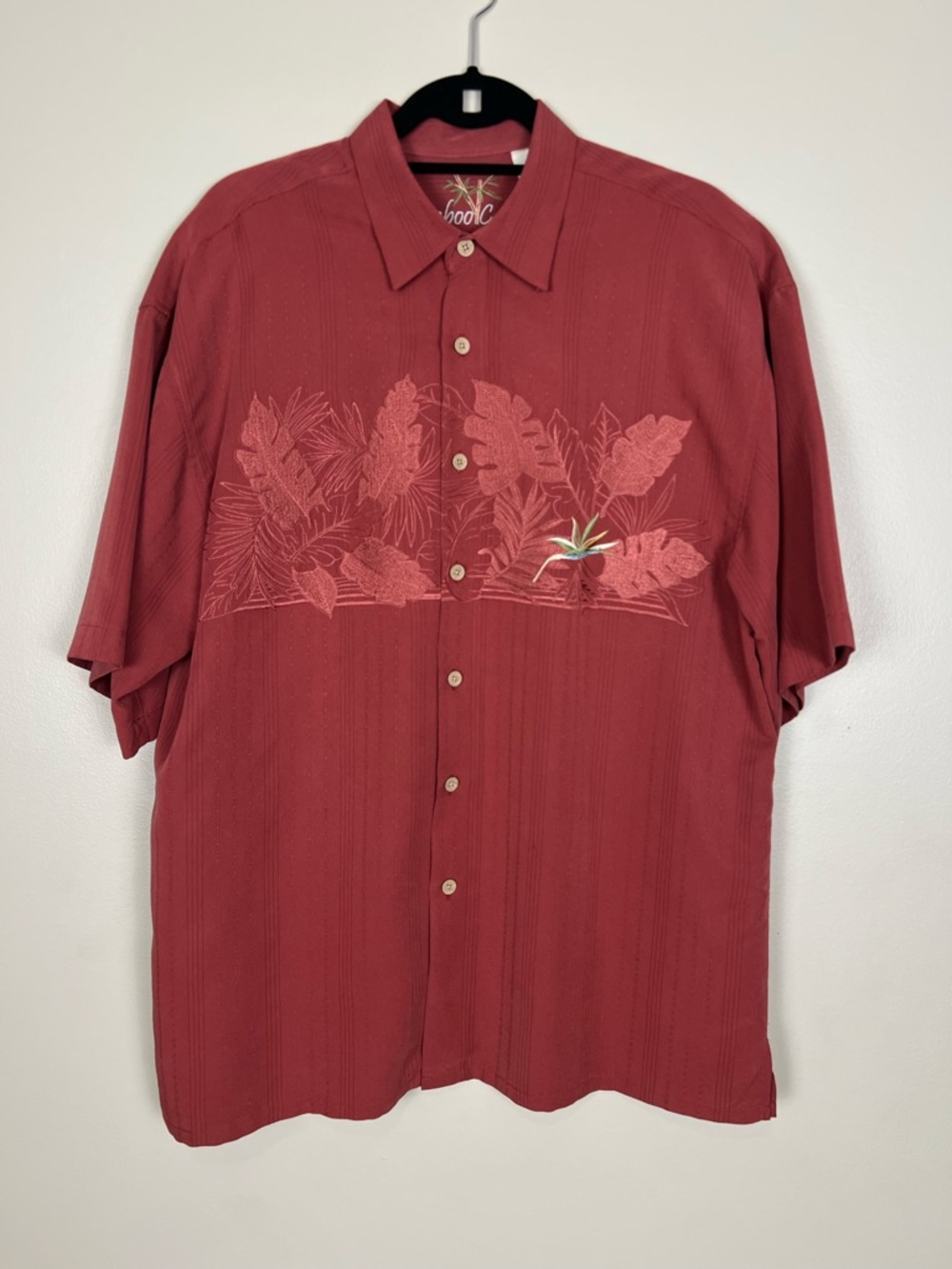 Bamboo Cay Bird of Paradise
Embroidered Polynosic Camp Shirt Tropical Hawaiian L